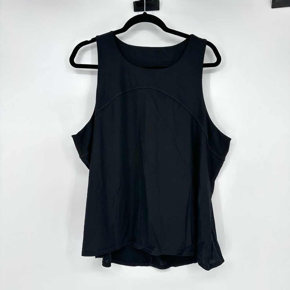Spanx Go Lightly Ribbed Tie Back Tank Top Black Stretchy Sleeveless Athletic 2X